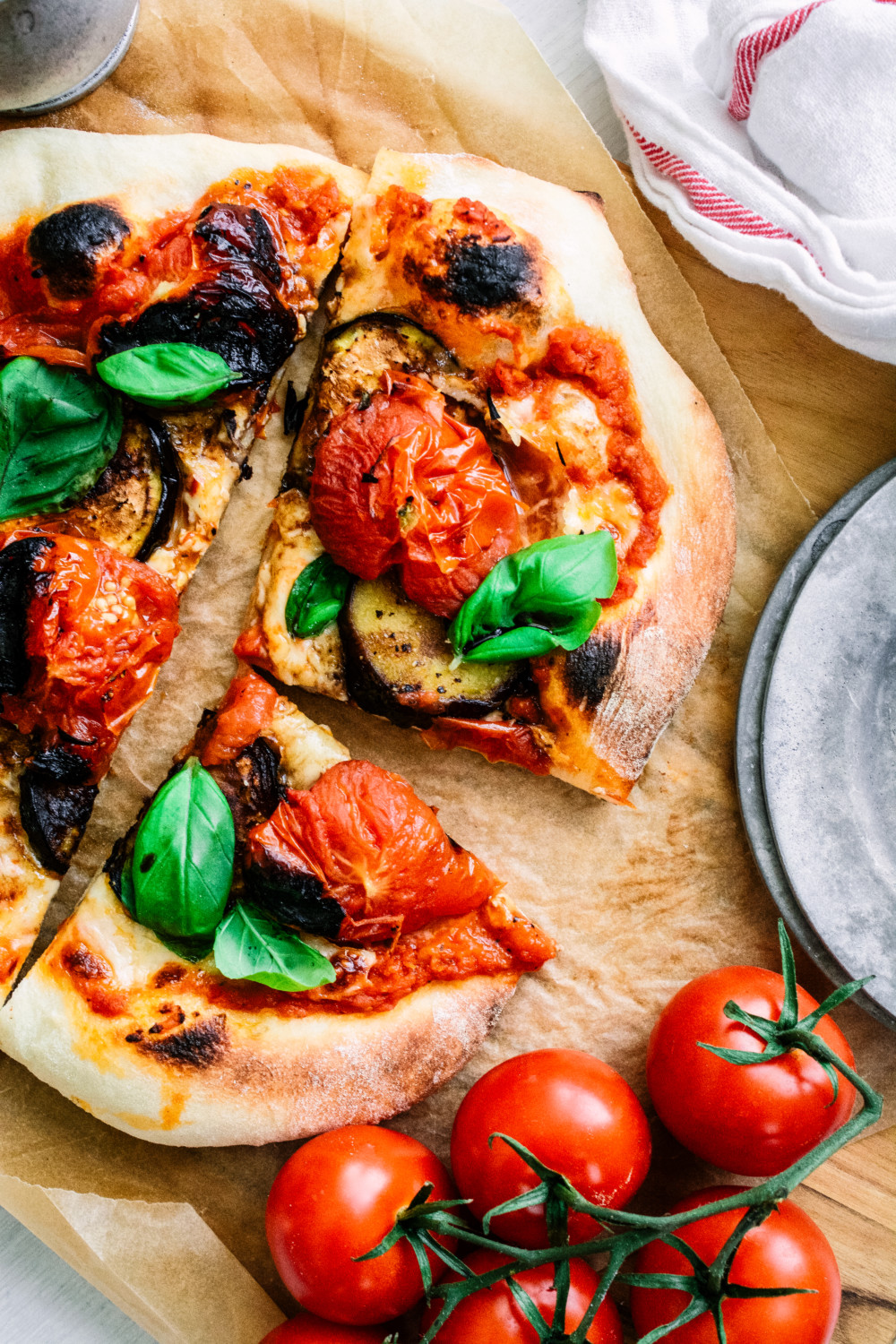 Roasted Eggplant, Tomato and Basil Pizza ciaochowbambina.com