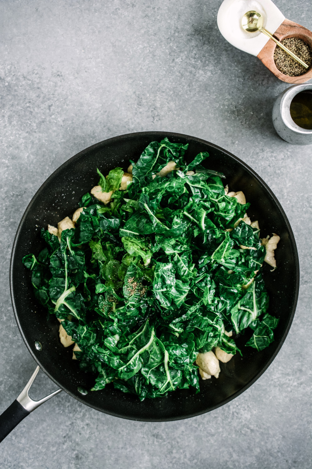 Lemon Linguine with Chicken, Swiss Chard & Feta