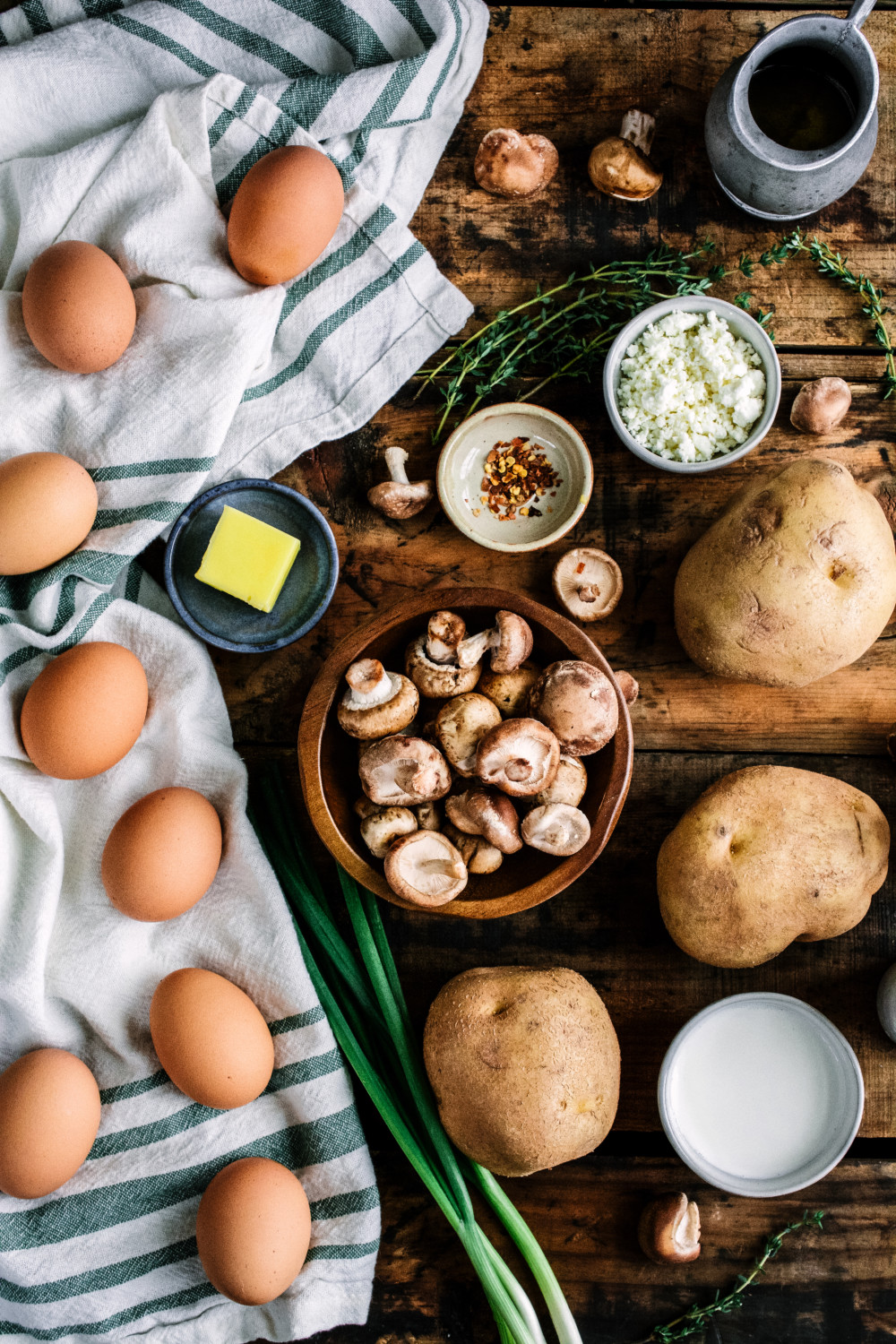 Wild Mushroom, Green Onion & Feta Frittata