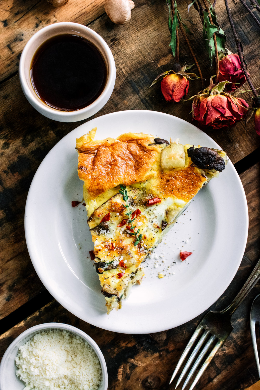 Wild Mushroom, Green Onion & Feta Frittata