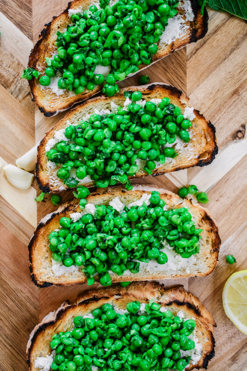 Minty Pea and Boursin Bruschetta 