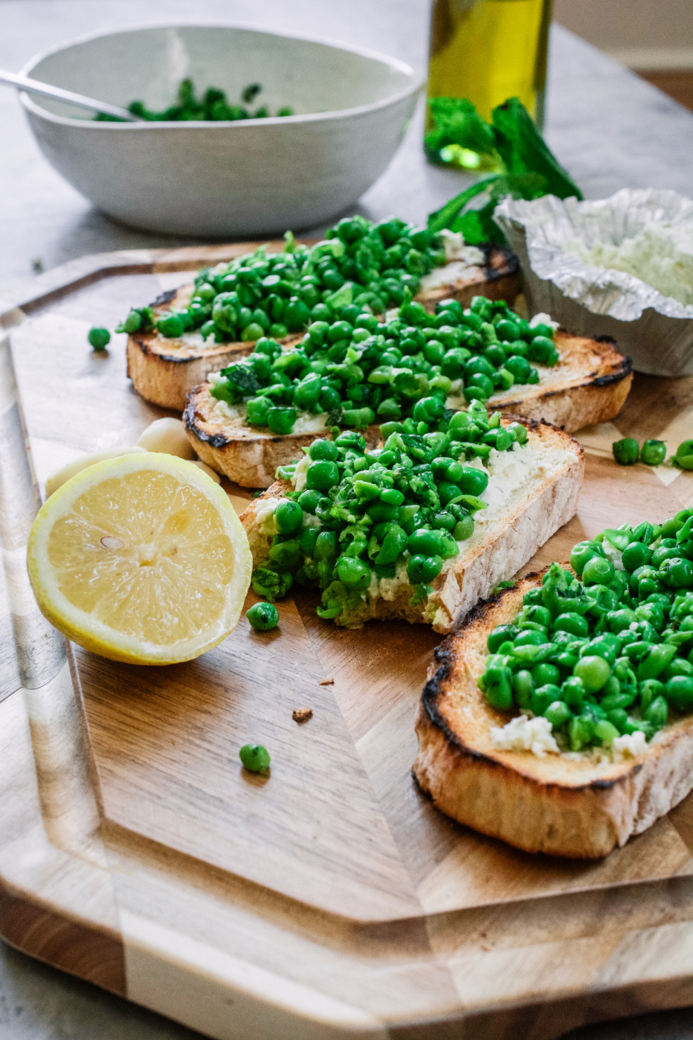 Minty Pea and Boursin Bruschetta