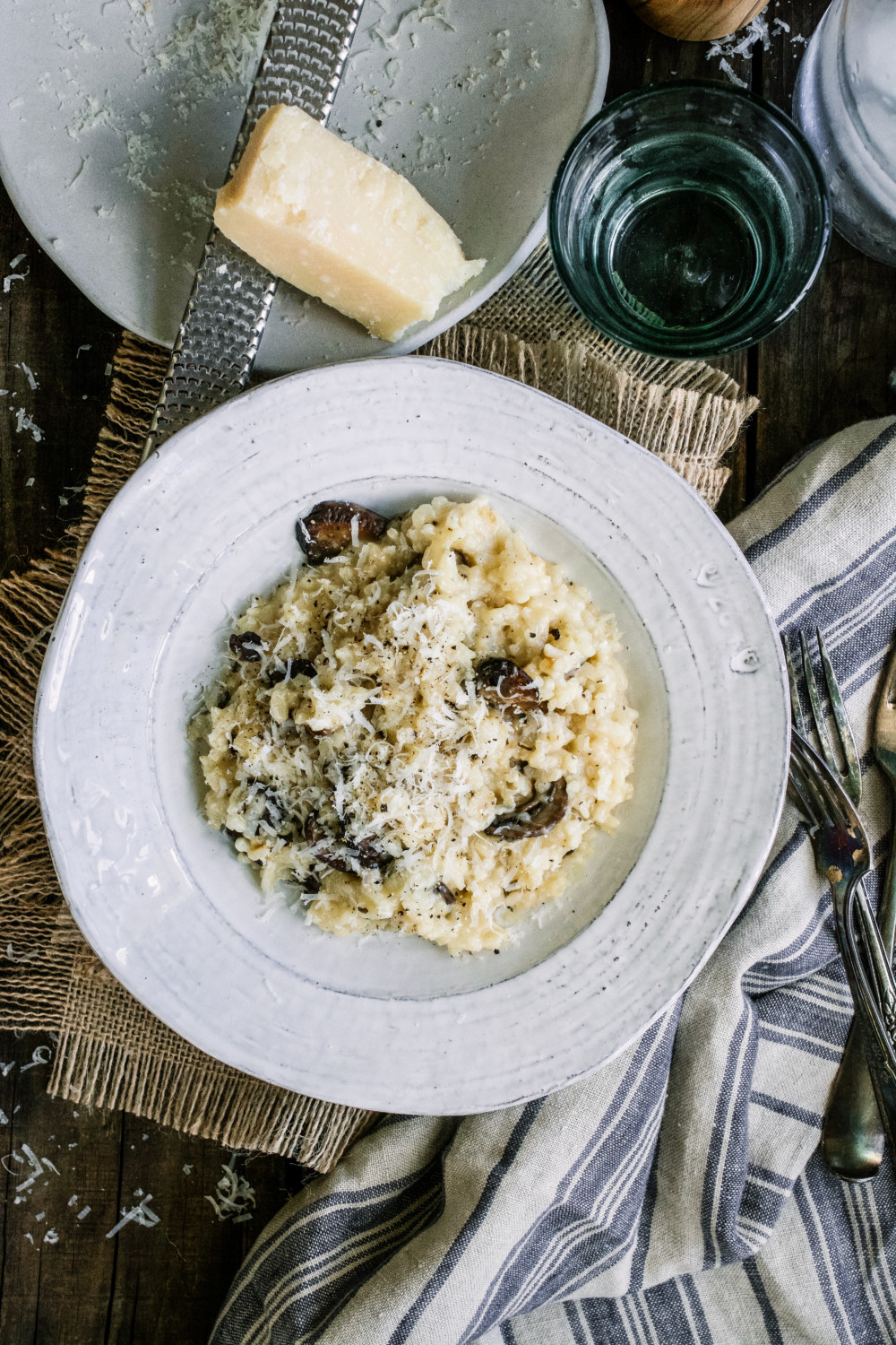Easy Parmesan 'Risotto' with Caramelized Mushrooms