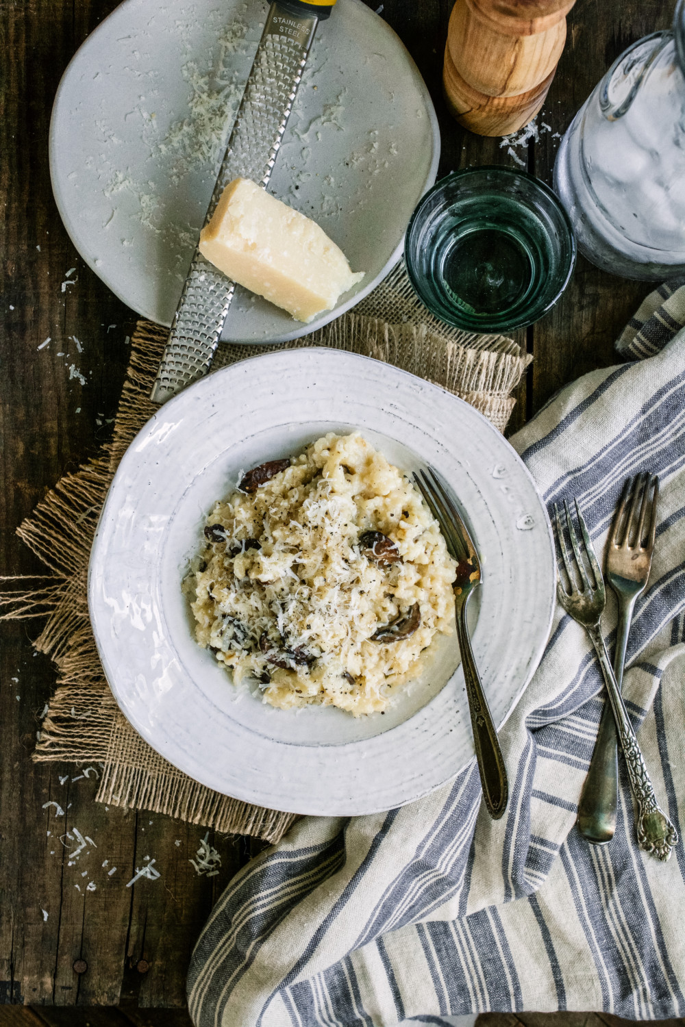 Easy Parmesan 'Risotto' with Caramelized Mushrooms