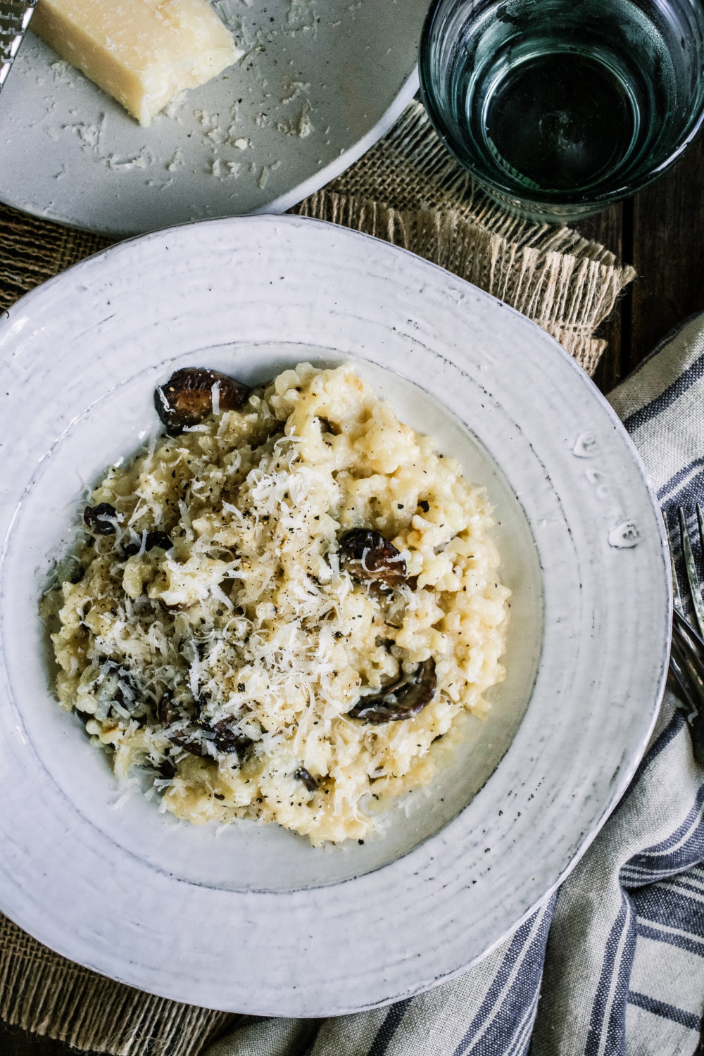 Easy Parmesan 'Risotto' with Caramelized Mushrooms