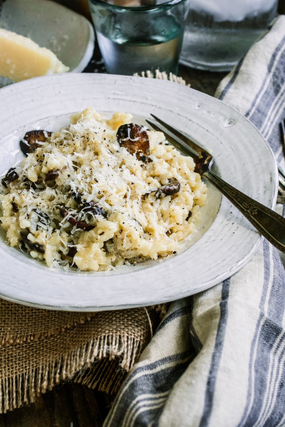 Easy Parmesan 'Risotto' with Caramelized Mushrooms
