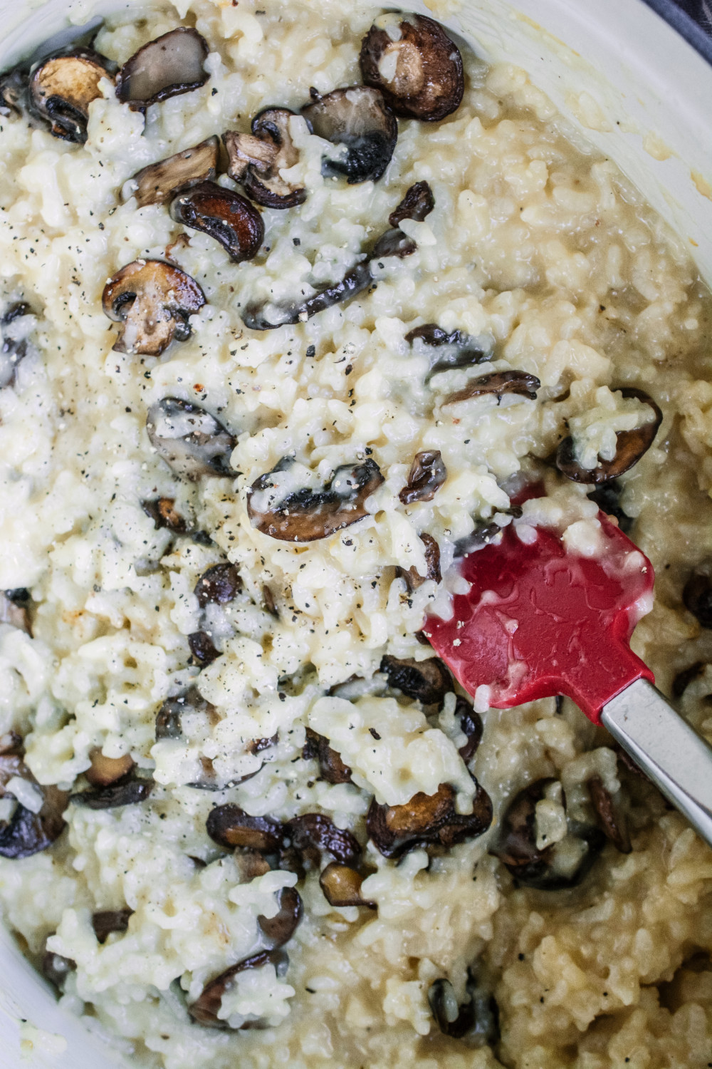Easy Parmesan 'Risotto' with Caramelized Mushrooms