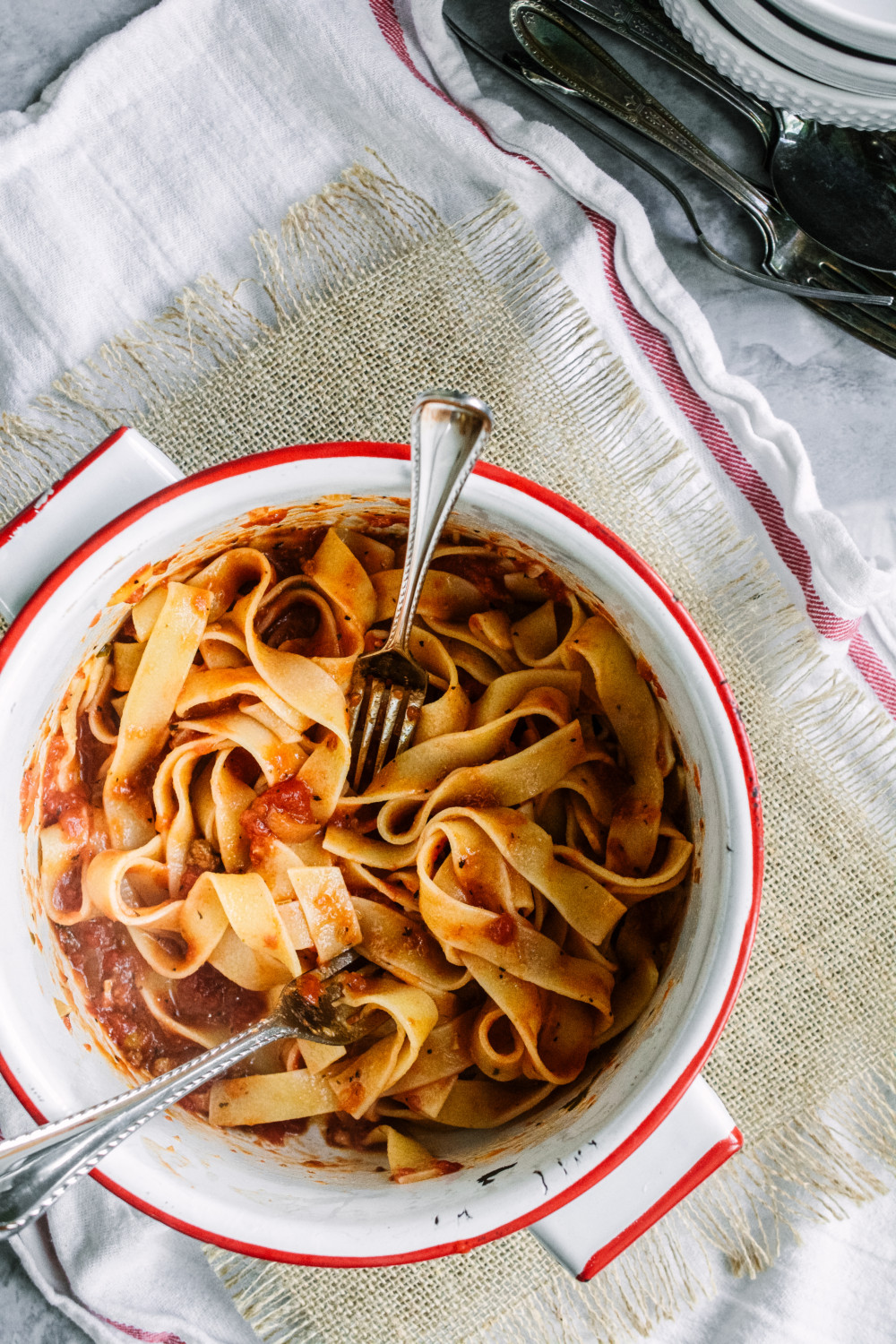 Pappardelle with Meatballs, Spicy Sausage & Herbed Ricotta
